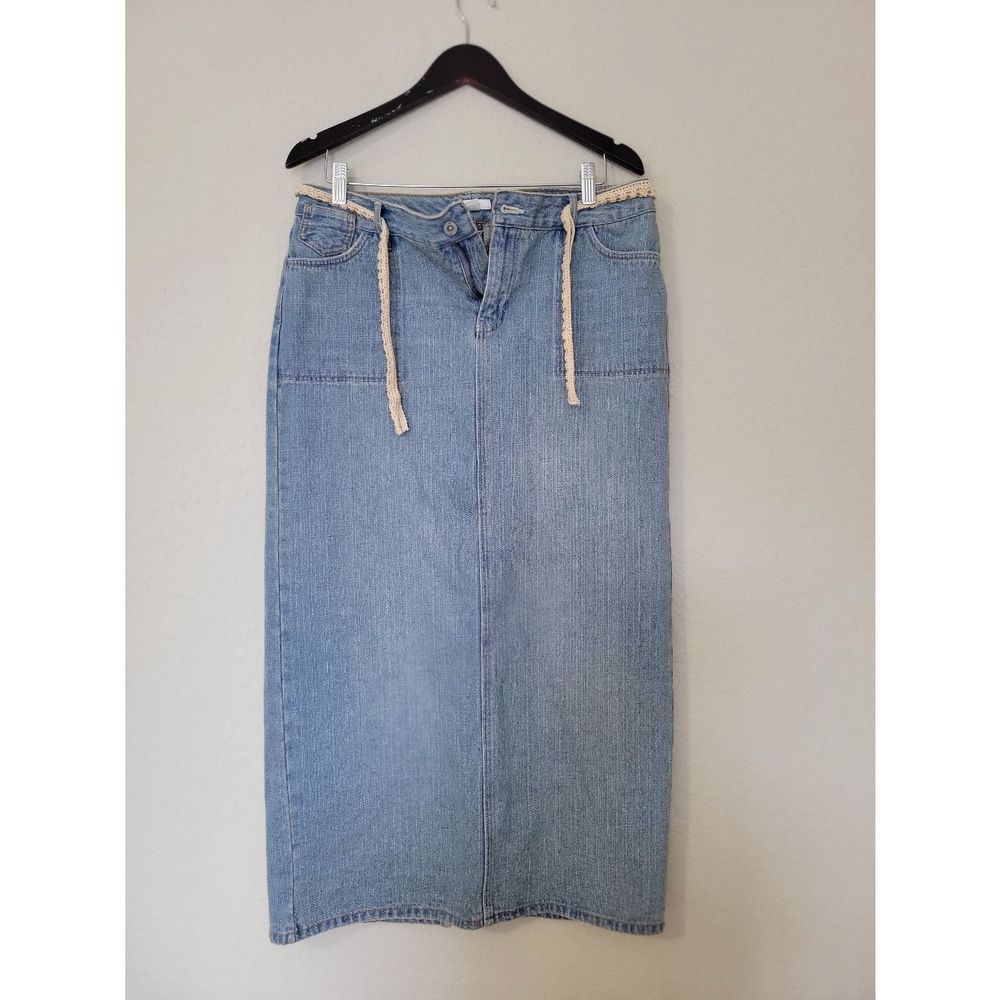 CATO VINTAGE MIDI DENIM SKIRT WITH MESH BELT- SIZE 10
